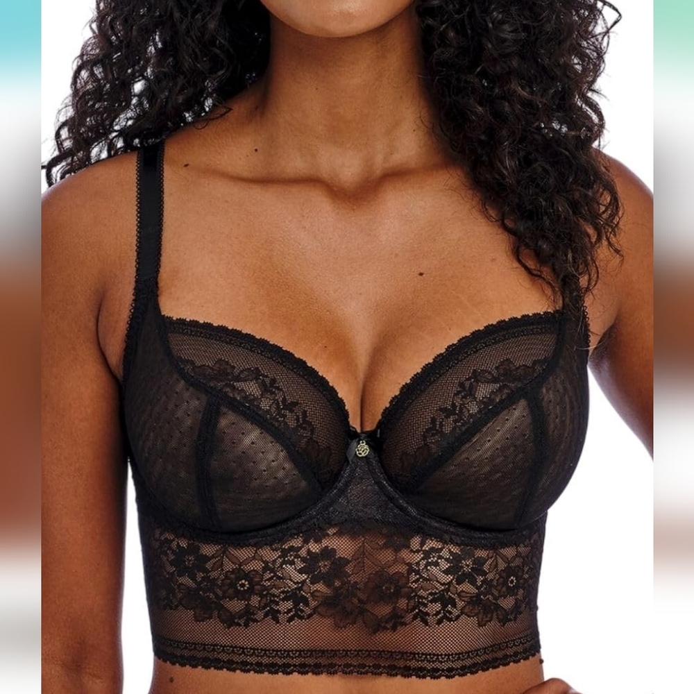 Beautiful Freya Women's Sydnie Underwire Longline Bra Black US 34D New w/ Tags! - Picture 2 of 5
